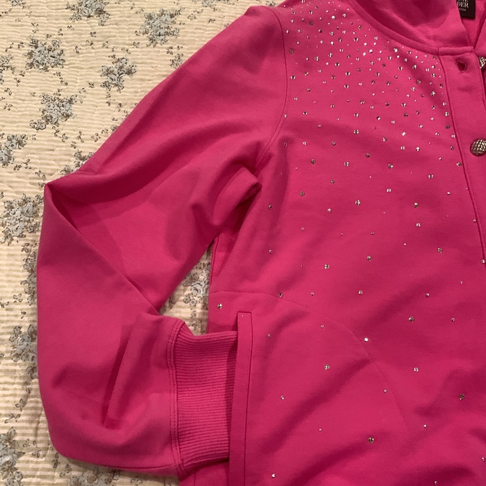 Christine Alexander Pink hoodie with Swarovski Crystal Studs Size S Perfect Cond - Picture 5 of 12